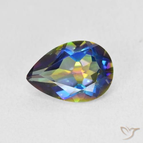 1.84ct Natural Multicolorido Quartzo Místico, Formato de pêra, VVS