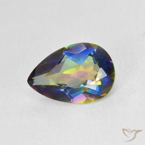 1.74ct Natural Multicolorido Quartzo Místico, Formato de pêra, VVS