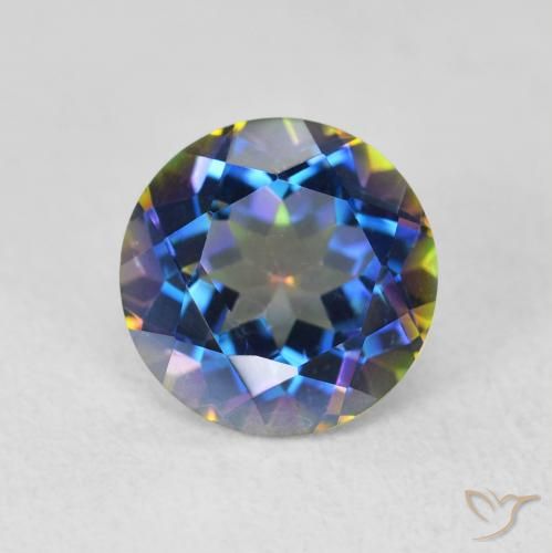 2.00ct Natural Multicolorido Quartzo Místico, Redondo, VVS
