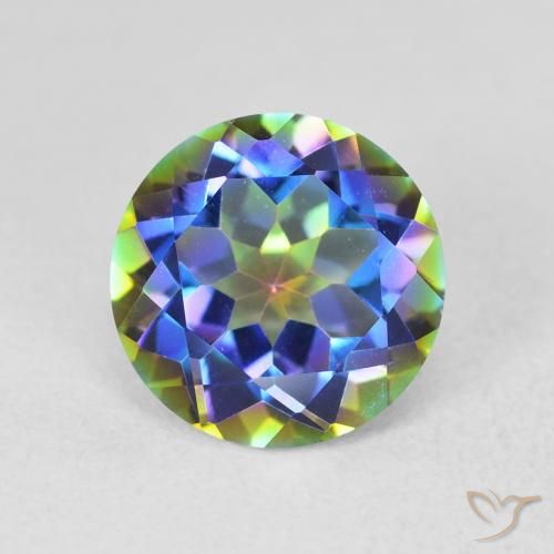 3.47ct Natural Multicolorido Quartzo Místico, Redondo, VVS
