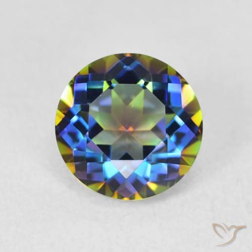 2.08ct Natural Multicolorido Quartzo Místico, Redondo, VVS