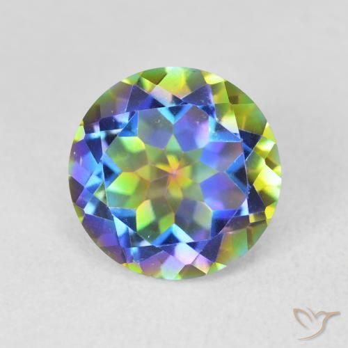 3.43ct Natural Multicolorido Quartzo Místico, Redondo, VVS