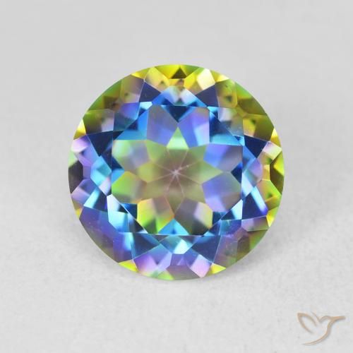 3.59ct Natural Multicolorido Quartzo Místico, Redondo, VVS