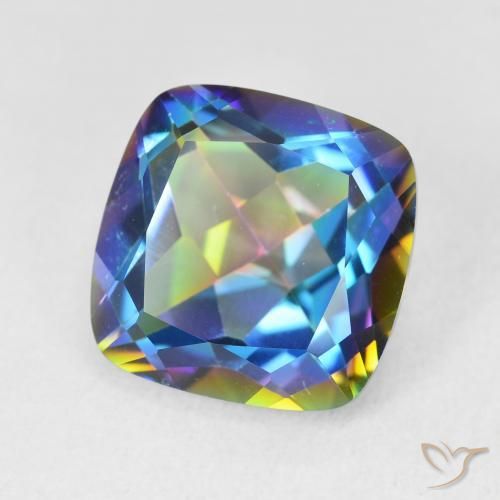 Quartzo Místico Multicolorido Natural 6.80ct, Almofada, VVS