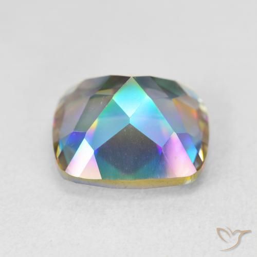 Quartzo Místico Multicolorido Natural 6.80ct, Almofada, VVS