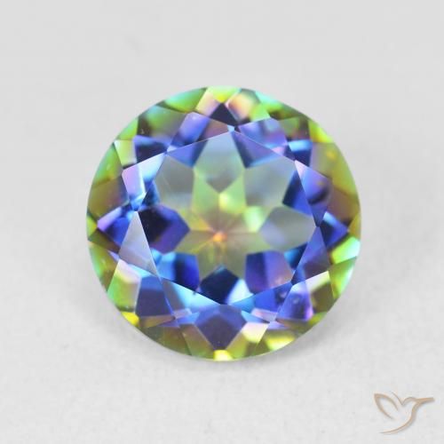 3.51ct Natural Multicolorido Quartzo Místico, Redondo, VVS