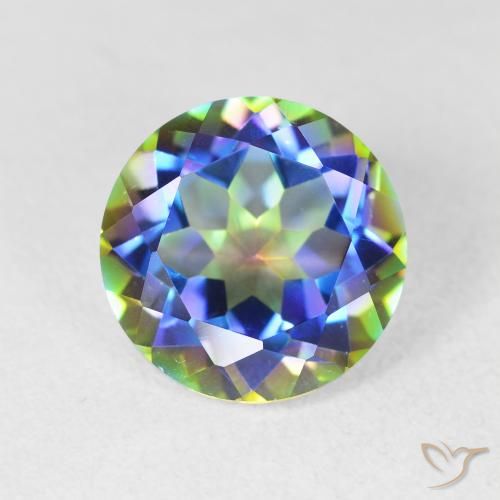 3.62ct Natural Multicolorido Quartzo Místico, Redondo, VVS