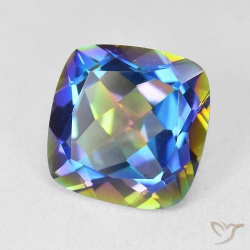 Quartzo Místico Multicolorido Natural 6.64ct, Almofada, VVS