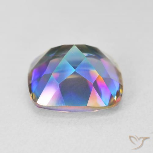Quartzo Místico Multicolorido Natural 6.64ct, Almofada, VVS