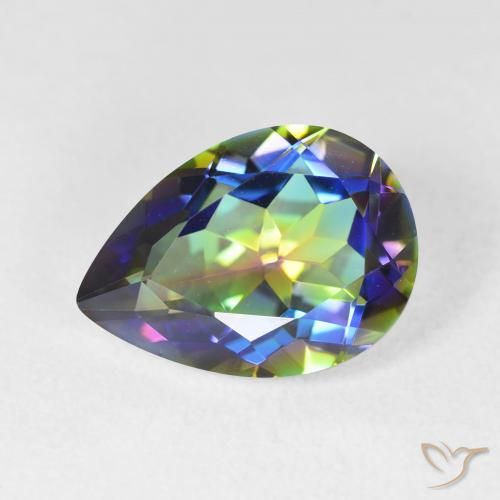 4.99ct Natural Multicolorido Quartzo Místico, Formato de pêra, VVS