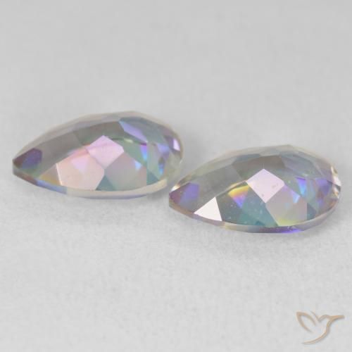 Pedras preciosas de Quartzo Místico Multicolorido natural de 3.44 ct, Formato de pêra, VVS-VS