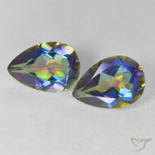 3.51ctw Natural Multicolorido Quartzo Místico, Formato de pêra, VVS-VS