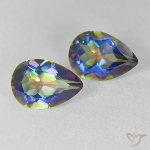 Pedras preciosas de Quartzo Místico Multicolorido natural de 3.51 ct, Formato de pêra, VVS-VS