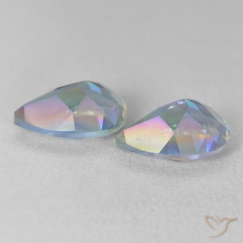 Pedras preciosas de Quartzo Místico Multicolorido natural de 3.51 ct, Formato de pêra, VVS-VS