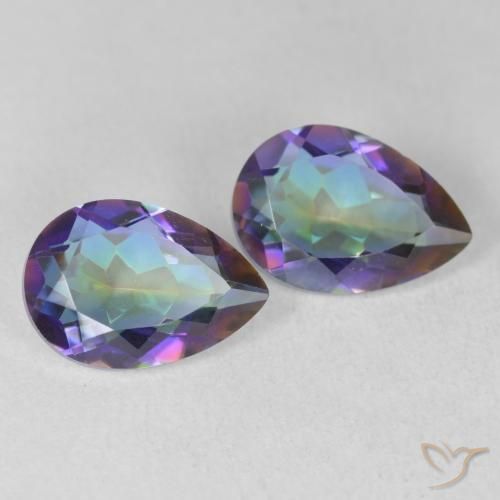 3.40ctw Natural Multicolorido Quartzo Místico, Formato de pêra, VVS-VS
