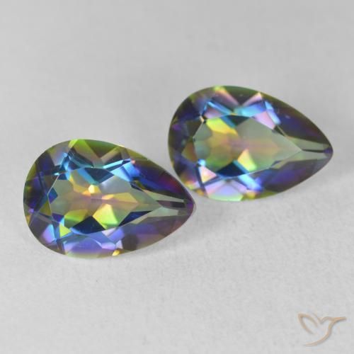 Pedras preciosas de Quartzo Místico Multicolorido natural de 3.65 ct, Formato de pêra, VVS-VS
