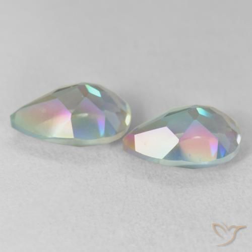 Pedras preciosas de Quartzo Místico Multicolorido natural de 3.65 ct, Formato de pêra, VVS-VS
