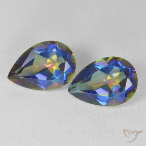 3.58ctw Natural Multicolorido Quartzo Místico, Formato de pêra, VVS-VS
