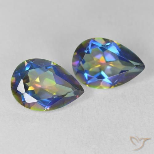 Pedras preciosas de Quartzo Místico Multicolorido natural de 3.58 ct, Formato de pêra, VVS-VS