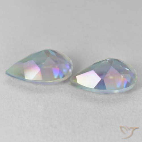 Pedras preciosas de Quartzo Místico Multicolorido natural de 3.58 ct, Formato de pêra, VVS-VS