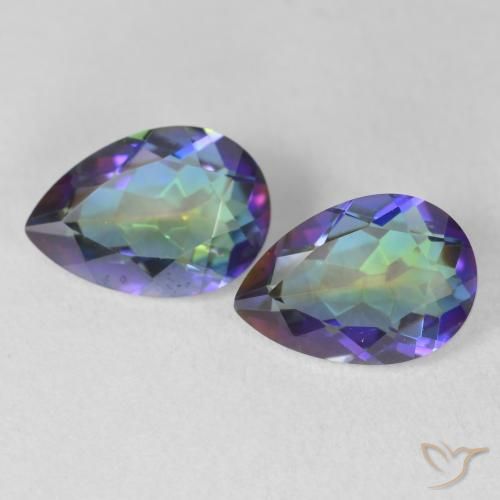 3.68ctw Natural Multicolorido Quartzo Místico, Formato de pêra, VVS-VS