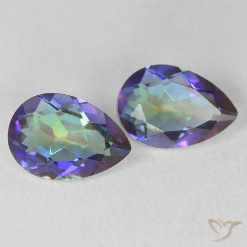 Pedras preciosas de Quartzo Místico Multicolorido natural de 3.68 ct, Formato de pêra, VVS-VS