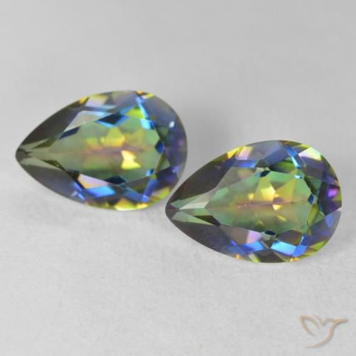 3.87ctw Natural Multicolorido Quartzo Místico, Formato de pêra, VVS-VS