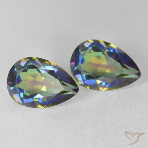 Pedras preciosas de Quartzo Místico Multicolorido natural de 3.87 ct, Formato de pêra, VVS-VS
