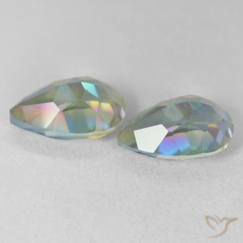 Pedras preciosas de Quartzo Místico Multicolorido natural de 3.87 ct, Formato de pêra, VVS-VS