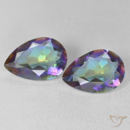 3.16ctw Natural Multicolorido Quartzo Místico, Formato de pêra, VVS-VS