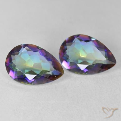 Pedras preciosas de Quartzo Místico Multicolorido natural de 3.16 ct, Formato de pêra, VVS-VS