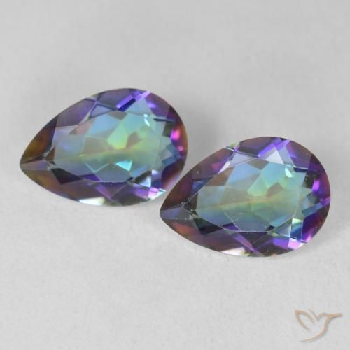 3.40ctw Natural Multicolorido Quartzo Místico, Formato de pêra, VVS-VS