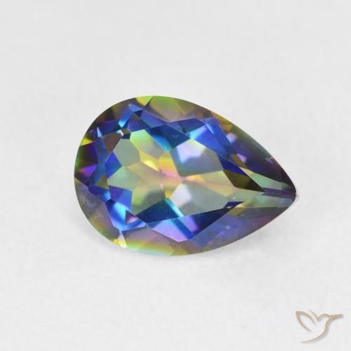 Quartzo Místico Multicolorido Natural 1.87ct, Formato de pêra, VVS