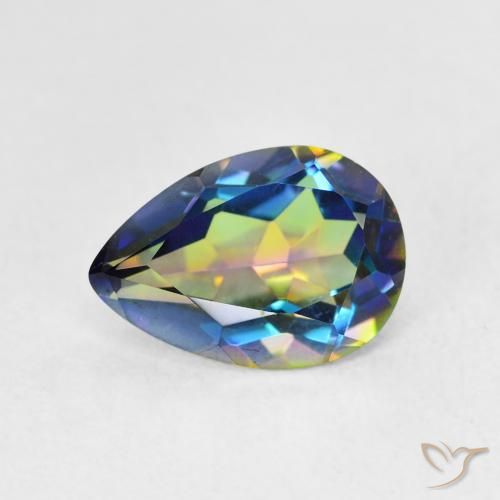 1.82ct Natural Multicolorido Quartzo Místico, Formato de pêra, VVS