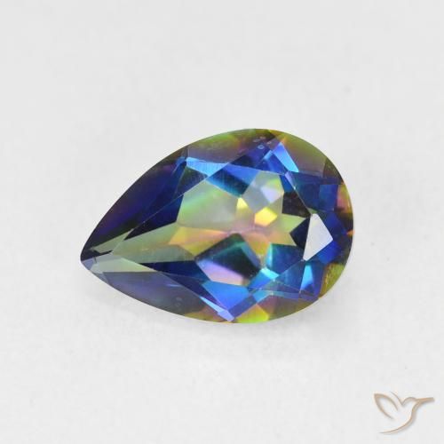 1.83ct Natural Multicolorido Quartzo Místico, Formato de pêra, VVS-VS