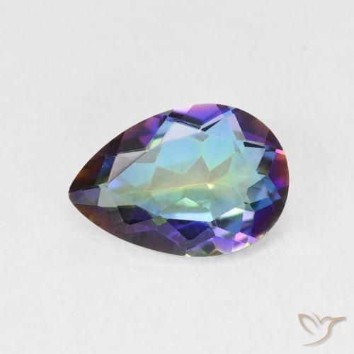 1.72ct Natural Multicolorido Quartzo Místico, Formato de pêra, VVS-VS