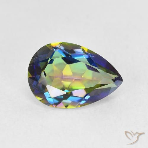 1.95ct Natural Multicolorido Quartzo Místico, Formato de pêra, VVS-VS