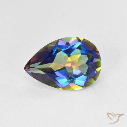 1.52ct Natural Multicolorido Quartzo Místico, Formato de pêra, VVS-VS