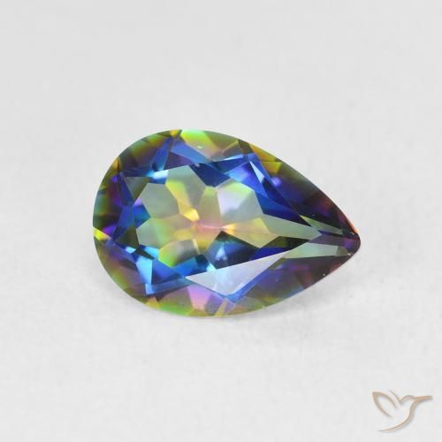 Quartzo Místico Multicolorido Natural 1.52ct, Formato de pêra, VVS-VS