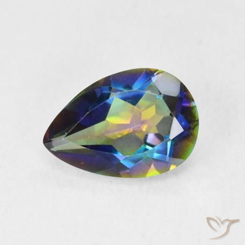 1.71ct Natural Multicolorido Quartzo Místico, Formato de pêra, VVS-VS