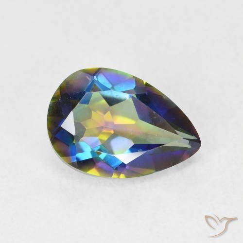 Quartzo Místico Multicolorido Natural 1.71ct, Formato de pêra, VVS-VS