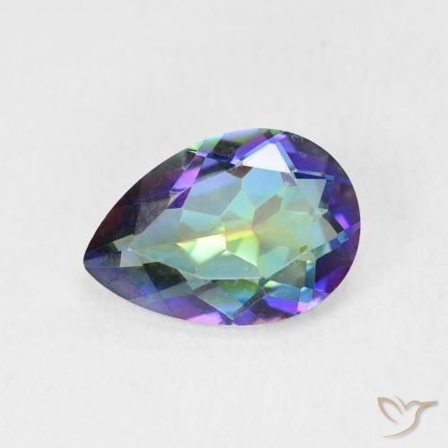 1.72ct Natural Multicolorido Quartzo Místico, Formato de pêra, VVS-VS