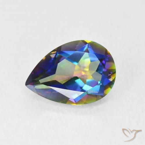 1.65ct Natural Multicolorido Quartzo Místico, Formato de pêra, VVS-VS