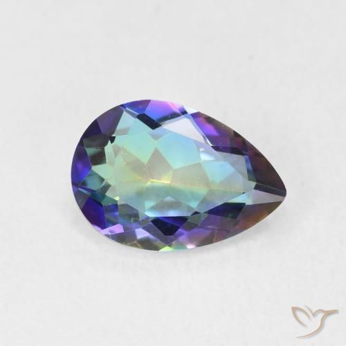 1.78ct Natural Multicolorido Quartzo Místico, Formato de pêra, VVS-VS