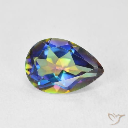 1.76ct Natural Multicolorido Quartzo Místico, Formato de pêra, VVS-VS