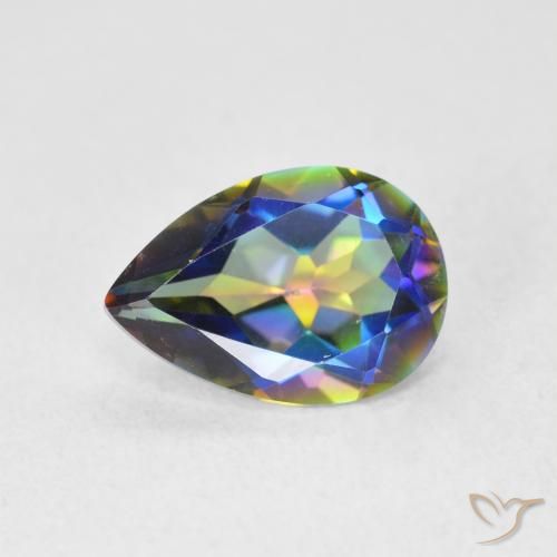 Quartzo Místico Multicolorido Natural 1.76ct, Formato de pêra, VVS-VS