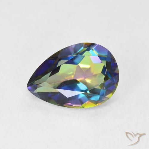 1.92ct Natural Multicolorido Quartzo Místico, Formato de pêra, VVS-VS