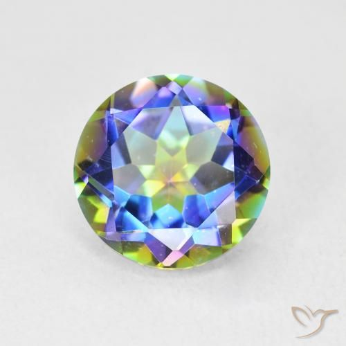 3.56ct Natural Multicolorido Quartzo Místico, Redondo, VVS-VS