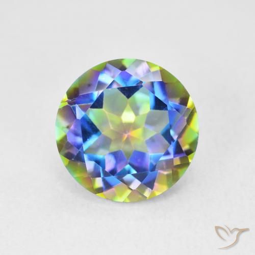 3.52ct Natural Multicolorido Quartzo Místico, Redondo, VVS-VS