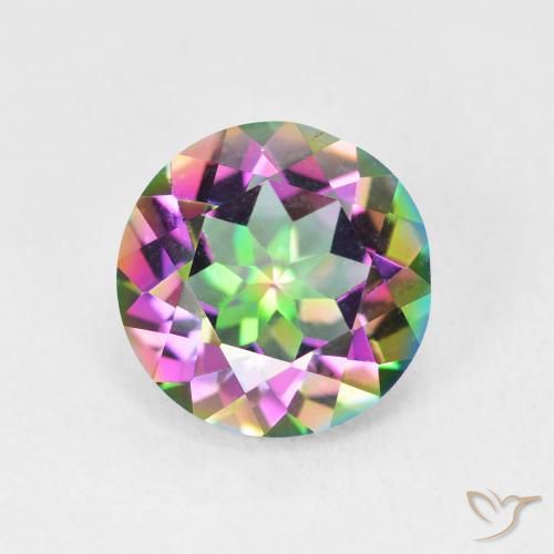 3.34ct Natural Multicolorido Quartzo Místico, Redondo, VVS-VS